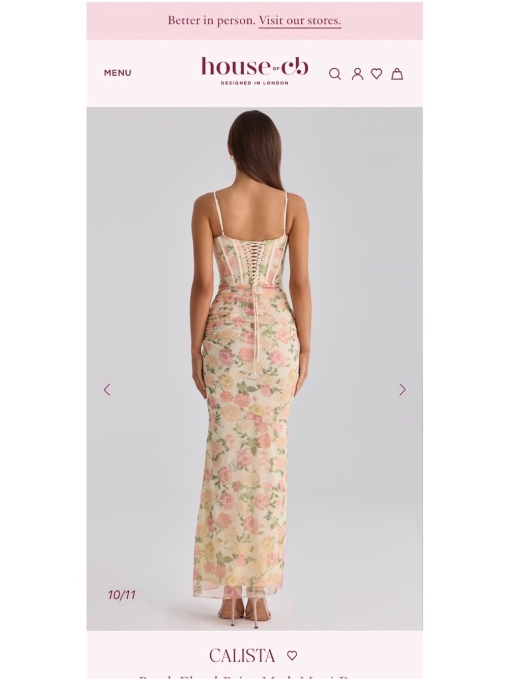 House of CB Cream Floral Lace Corset Slip Gown - Picture 2 of 16
